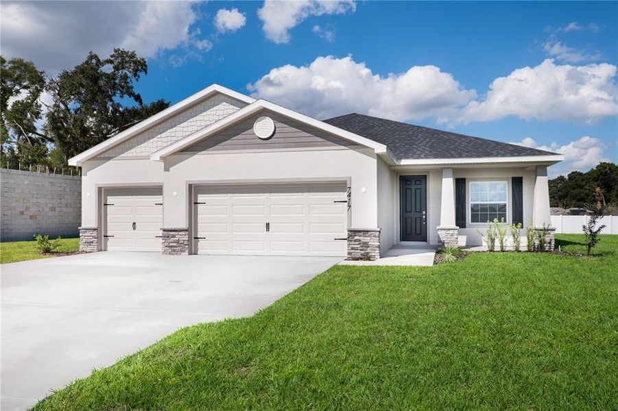 Front exterior of a new home in Copperleaf, Ocala, FL, highlighting curb appeal (Image 1).