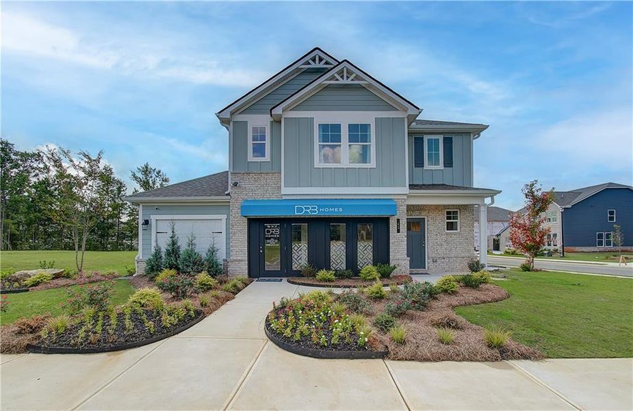 Front exterior of a new home in Westminster, Covington, GA, highlighting curb appeal (Image 1). Front exterior of a new home in Westminster, Covington, GA, highlighting curb appeal (Image 1).
