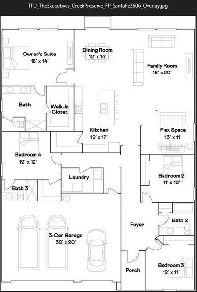 2D floor plan layout of this home in Balm Grove, Wimauma, FL (Image 5).