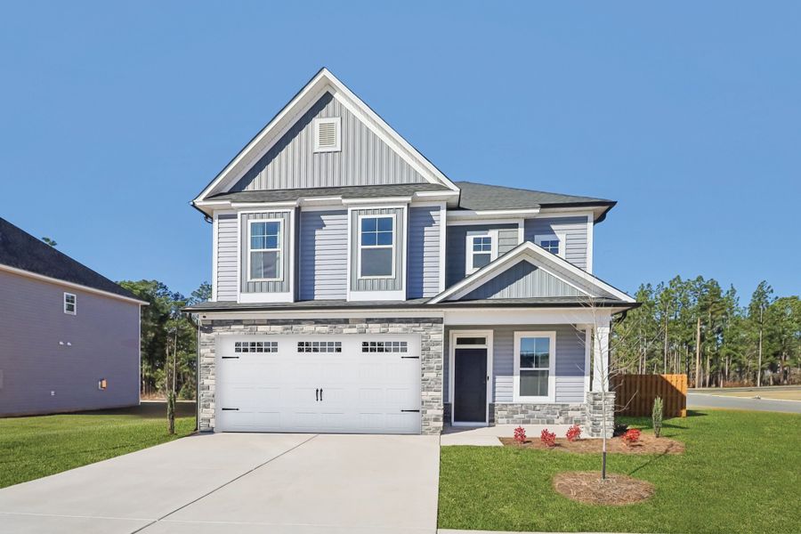 Representative exterior photo of a completed home built from the Makenzie II by Great Southern Homes in Rosinburg Glen, Zebulon, NC (Image 29). Representative exterior photo of a completed home built from the Makenzie II by Great Southern Homes in Rosinburg Glen, Zebulon, NC (Image 29).
