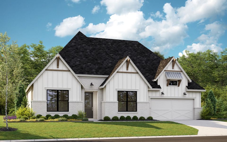 Representative exterior photo of a completed home built from the 5511 by Tradition Homes in Mustang Lakes, McKinney, TX (Image 19).