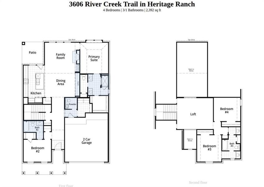 2D floor plan layout of this home in Heritage Ranch, Sherman, TX (Image 2).