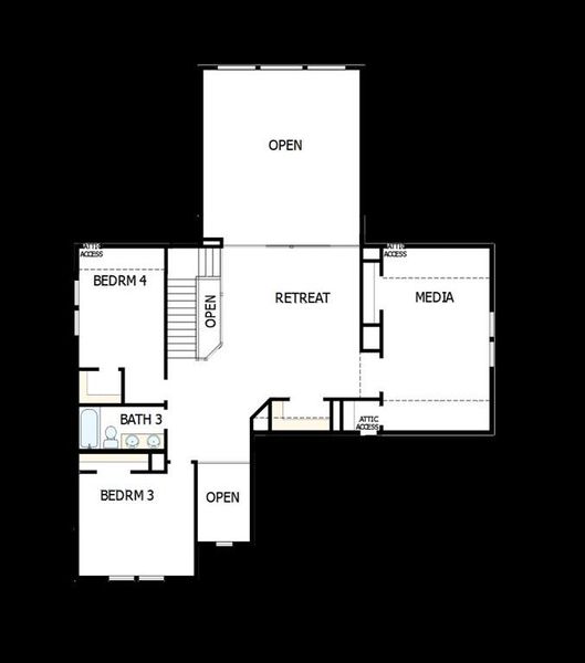 2D floor plan layout of this home in Pecan Square – Classics, Northlake, TX (Image 3).