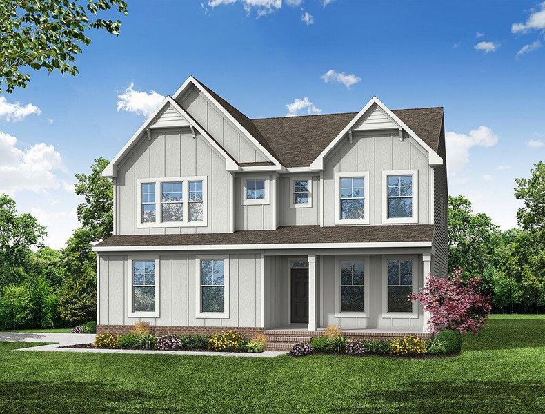 Front exterior of a new home in Berea Farms, Four Oaks, NC, highlighting curb appeal (Image 1). Front exterior of a new home in Berea Farms, Four Oaks, NC, highlighting curb appeal (Image 1).