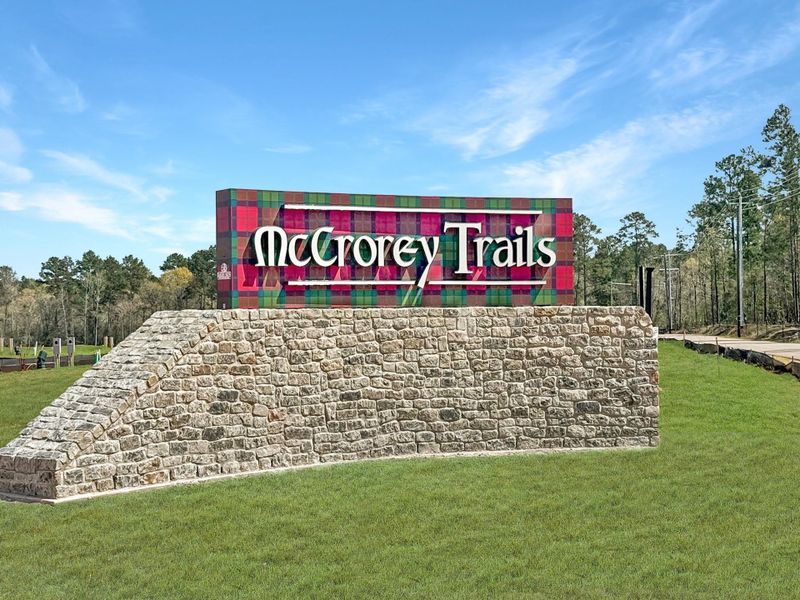 Front exterior of a new home in McCrorey Trails, Conroe, TX, highlighting curb appeal (Image 2).