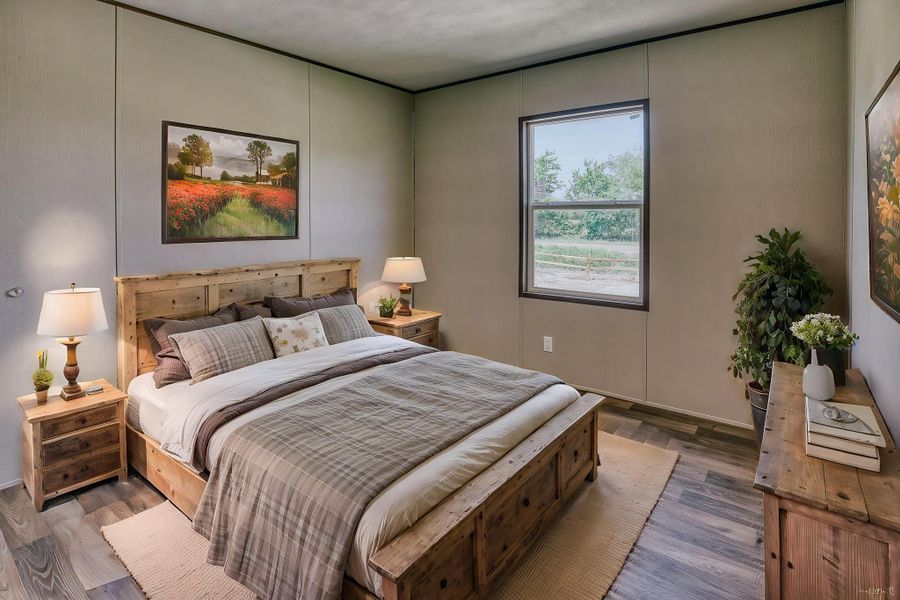 Staged master bedroom Staged master bedroom