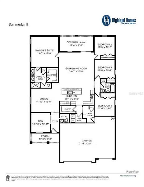 2D floor plan layout of this home in The Crossings - Single-Family Homes, St. Cloud, FL (Image 2).