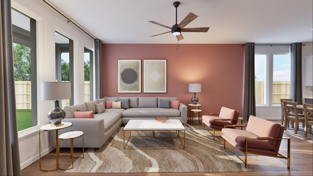 Representative furnished interior of a home built from the Avery by Risewell Homes in 6 Creeks, Kyle (Image 5). Representative furnished interior of a home built from the Avery by Risewell Homes in 6 Creeks, Kyle (Image 5).