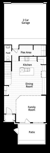 2D floor plan layout for the Dylan by Highland Homes in Woodforest Townhomes, Montgomery, TX (Image 4).