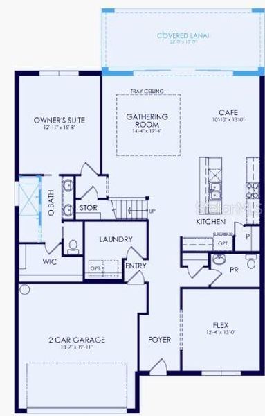 2D floor plan layout of this home in Amelia Groves, St. Cloud, FL (Image 2).