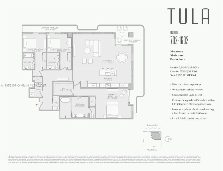 2D floor plan layout of this home in Tula Residences, North Bay Village, FL (Image 3). 2D floor plan layout of this home in Tula Residences, North Bay Village, FL (Image 3).