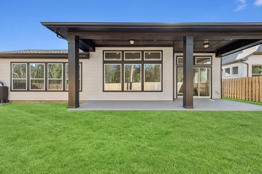 Large covered rear patio Large covered rear patio