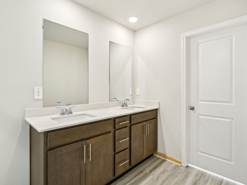 The Lancaster floorplan with the Calm Burlap interior package.