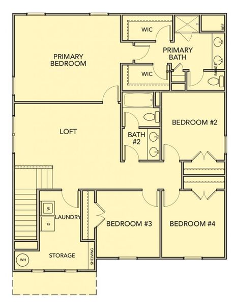 2D floor plan layout for the Mulberry by Kerley Family Homes in The Reserve at Chapel Hill Phase II, Douglasville, GA (Image 4).
