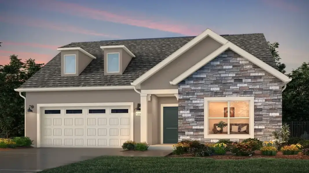 Representative exterior photo of a completed home built from the Capri by Eastman Homes in The Courtyards at Lupton Village, Fort Lupton, CO (Image 19).