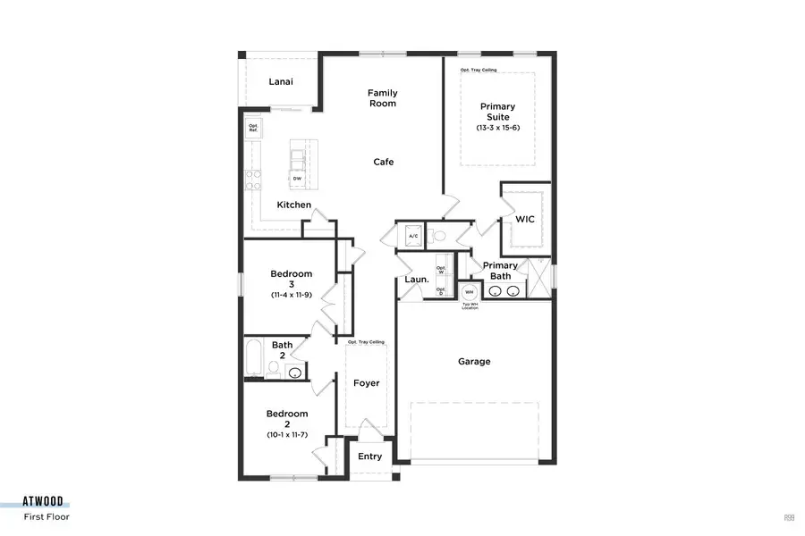 2D floor plan layout for the Atwood by DRB Homes in Liberty Trace, Haines City, FL (Image 3).