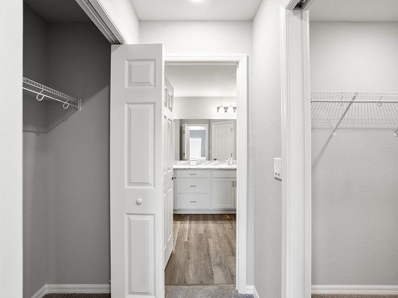 Your suite includes two closets for storage convenience.