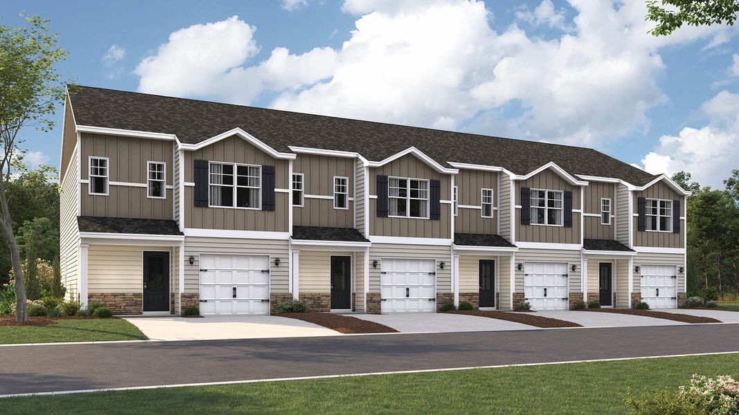 Front exterior of a new home in Saint Marc's, Powell, TN, highlighting curb appeal (Image 1).
