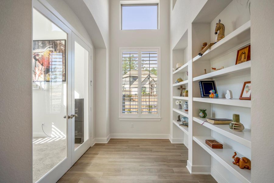 Through those double doors you'll find a productive workspace.