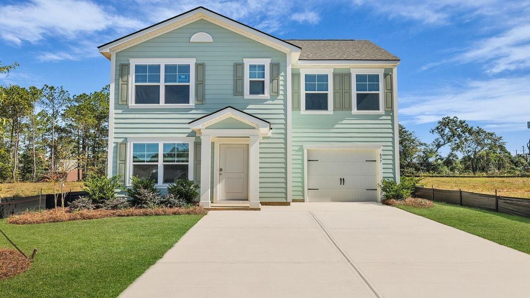 Front exterior of a new home in Center Pointe, Santee, SC, highlighting curb appeal (Image 20).
