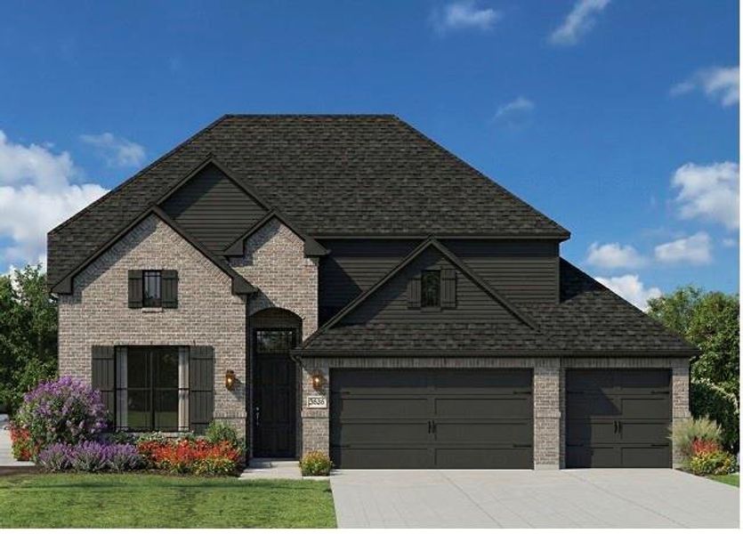 Front exterior of a new home in Brahman Ranch, Venus, TX, highlighting curb appeal (Image 1). Front exterior of a new home in Brahman Ranch, Venus, TX, highlighting curb appeal (Image 1).