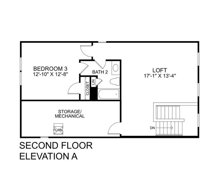 2D floor plan layout for the Palladio 2 Story by Ryan Homes in Moore Farm Single Family, Indian Trail, NC (Image 3).