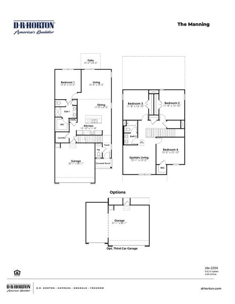 2D floor plan layout for the MANNING by D.R. Horton in Sutton Farm, Loris, SC (Image 3).