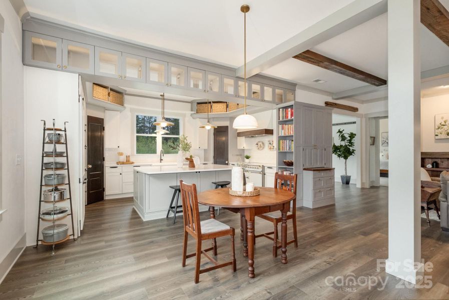 Custom cabinetry and an 18' bridge is a wonderful place to display a collection Custom cabinetry and an 18' bridge is a wonderful place to display a collection