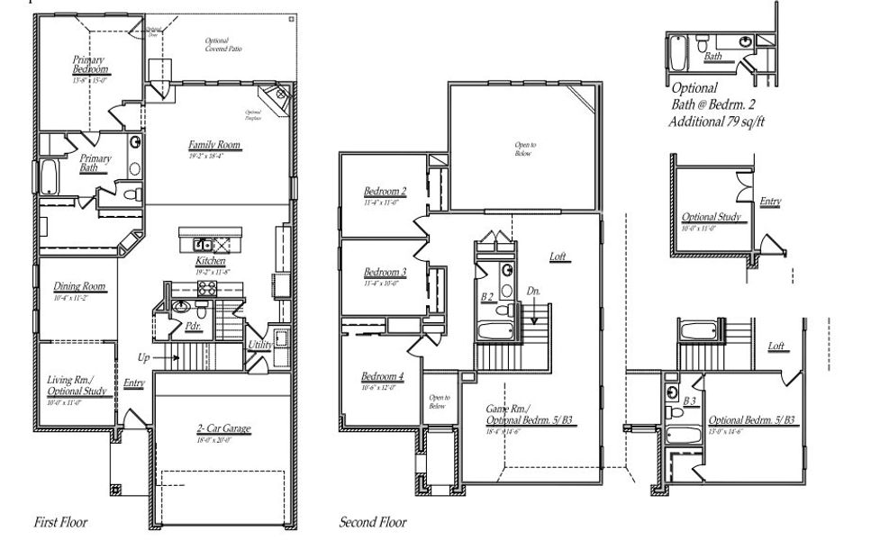 2D floor plan layout for the 264 by Long Lake Ltd. in Sunterra Lakes, Brookshire, TX (Image 3).