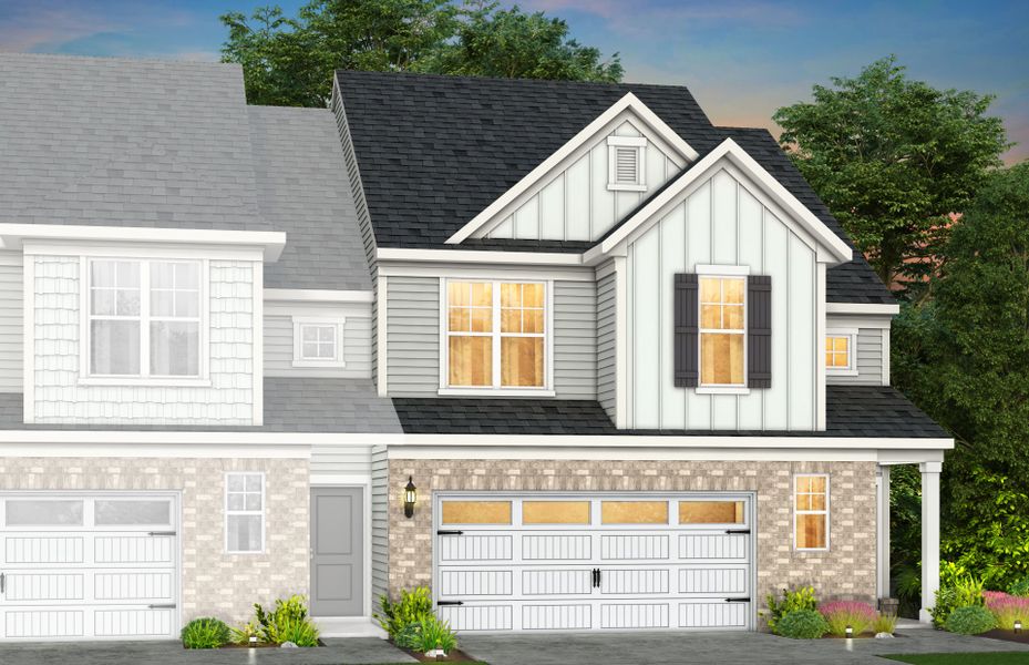 Front exterior of a new home in Riverstone, Monroe, NC, highlighting curb appeal (Image 26). Front exterior of a new home in Riverstone, Monroe, NC, highlighting curb appeal (Image 26).