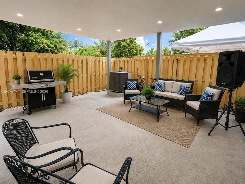 Exterior details and patio area of a home in , Homestead (Image 12). Exterior details and patio area of a home in , Homestead (Image 12).