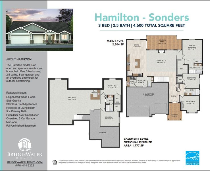 2D floor plan layout for the Hamilton Sonders by Bridgewater Homes in Sonders Fort Collins, Fort Collins, CO (Image 3). 2D floor plan layout for the Hamilton Sonders by Bridgewater Homes in Sonders Fort Collins, Fort Collins, CO (Image 3).