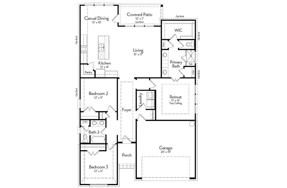 2D floor plan layout for the Magnolia by Autograph Homes in Aldeana - Paintbrush Collection, Bonney, TX (Image 3). 2D floor plan layout for the Magnolia by Autograph Homes in Aldeana - Paintbrush Collection, Bonney, TX (Image 3).