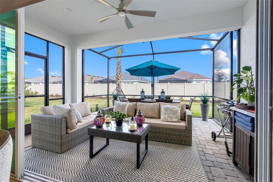 Exterior details and patio area of a home in Esplanade at Wiregrass Ranch, Wesley Chapel (Image 3).