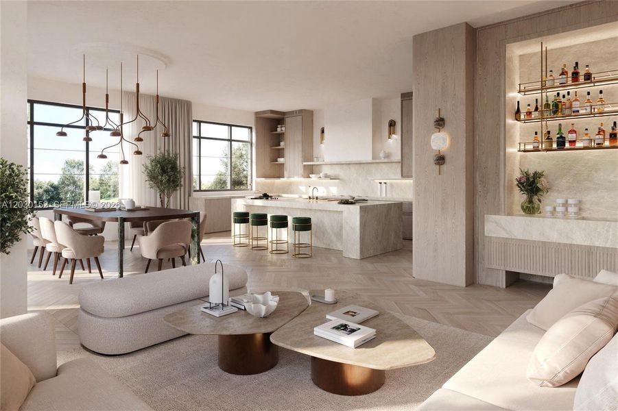 Furnished interior view inside a new home in , Miami Shores (Image 7). Furnished interior view inside a new home in , Miami Shores (Image 7).