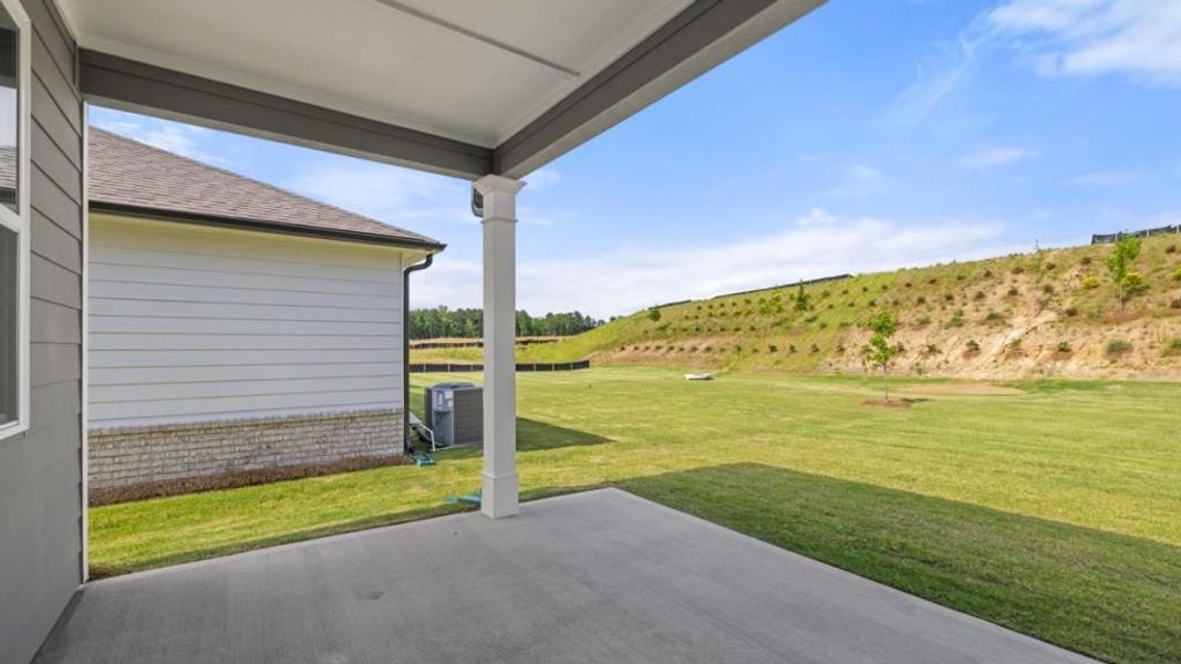 Exterior details and patio area of a home in Hamptons at Riverwood North, Dallas (Image 52).