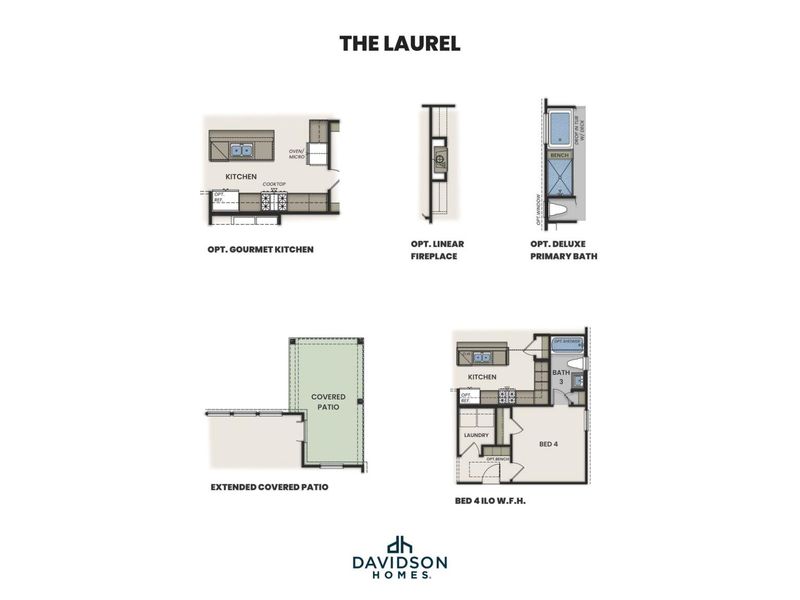2D floor plan layout for the The Laurel I by Davidson Homes LLC in Rayburn Valley, San Antonio, TX (Image 4).