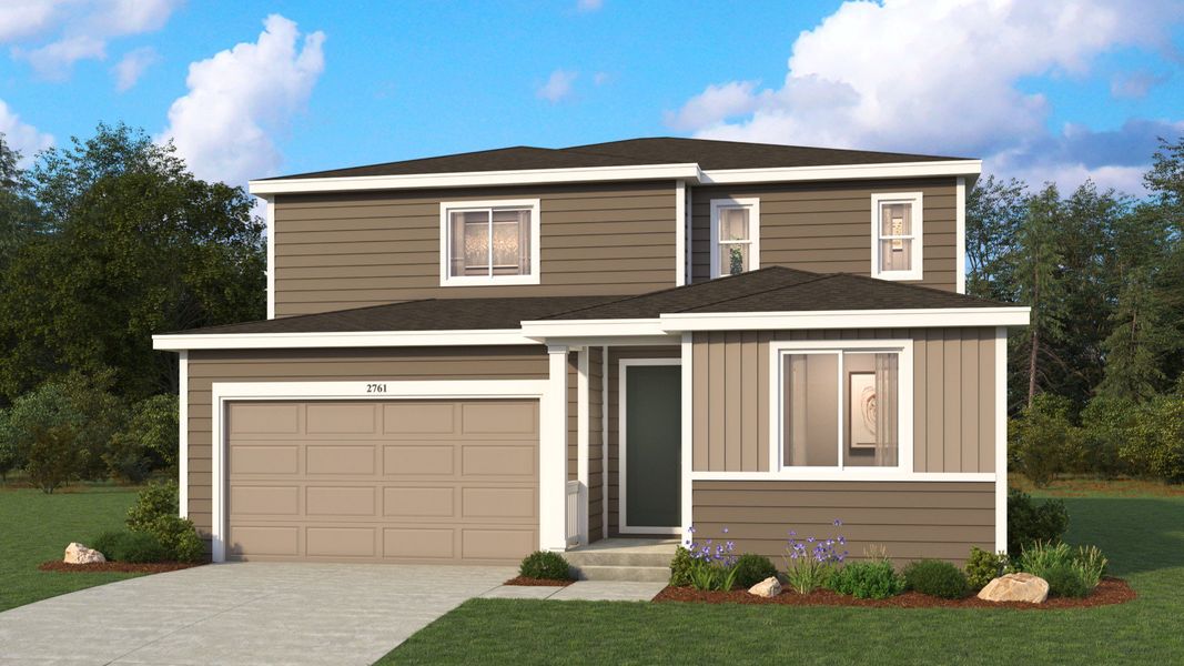 Representative exterior photo of a completed home built from the Regent by Brightland Homes in Trevenna, Windsor, CO (Image 5).