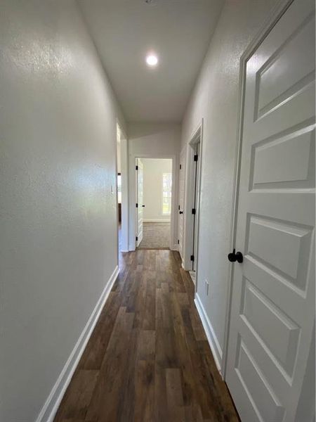 Hall featuring dark hardwood / wood-style flooring