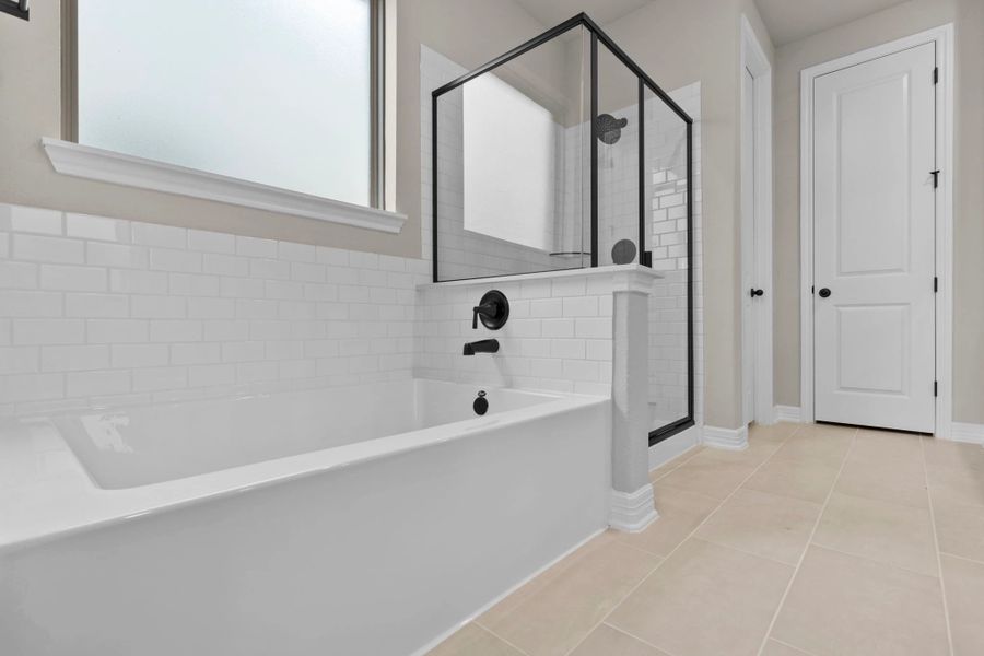 Primary bathroom. Sample product photo. Actual exterior and interior selections may vary by homesite. Photo may be virtually staged.