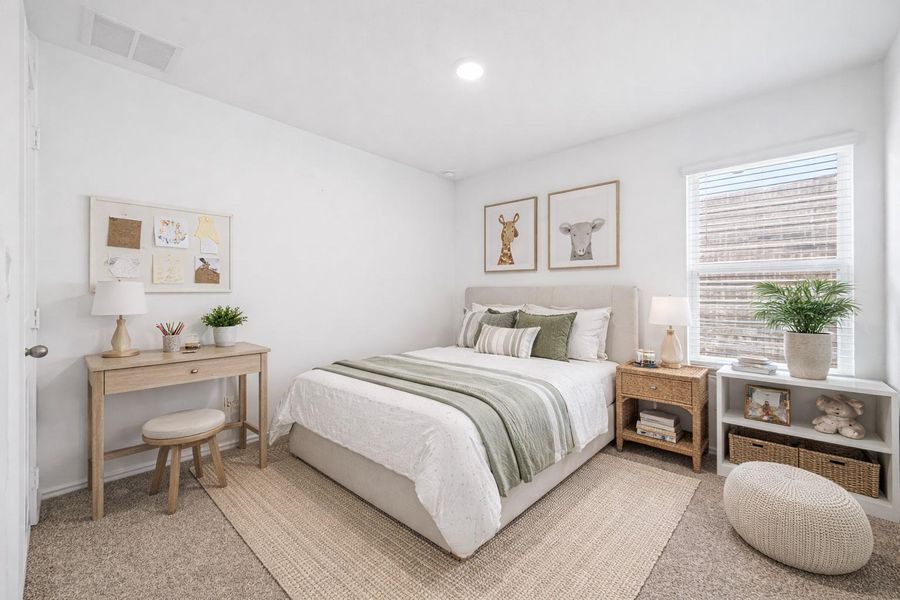 Virtually staged secondary bedroom
