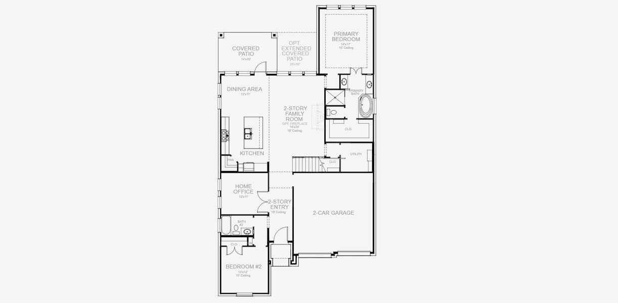 2D floor plan layout for the 2561H by Perry Homes in Ramble, Celina, TX (Image 5).