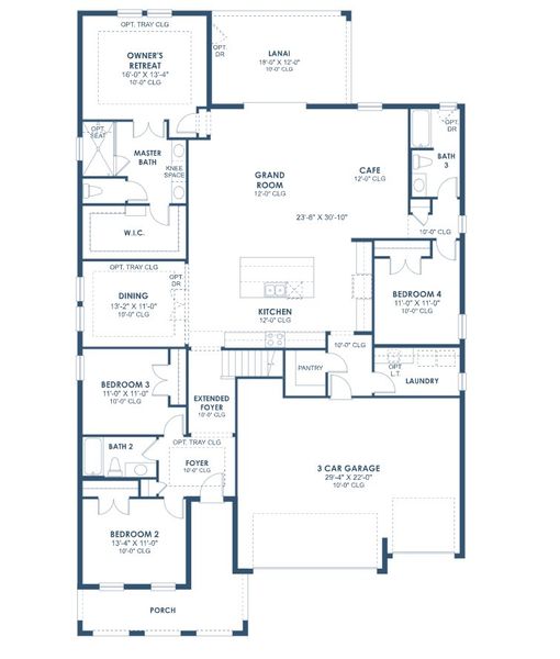 2D floor plan layout for the Islamorada II by Homes by WestBay in Hawkstone, Lithia, FL (Image 4).
