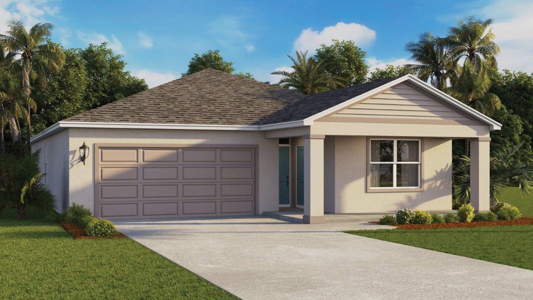 Front exterior of a new home in Hamilton Bluff, Lake Hamilton, FL, highlighting curb appeal (Image 22).