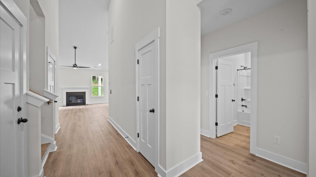 First-class entryway featuring hardwood floors and accomplished architectural style