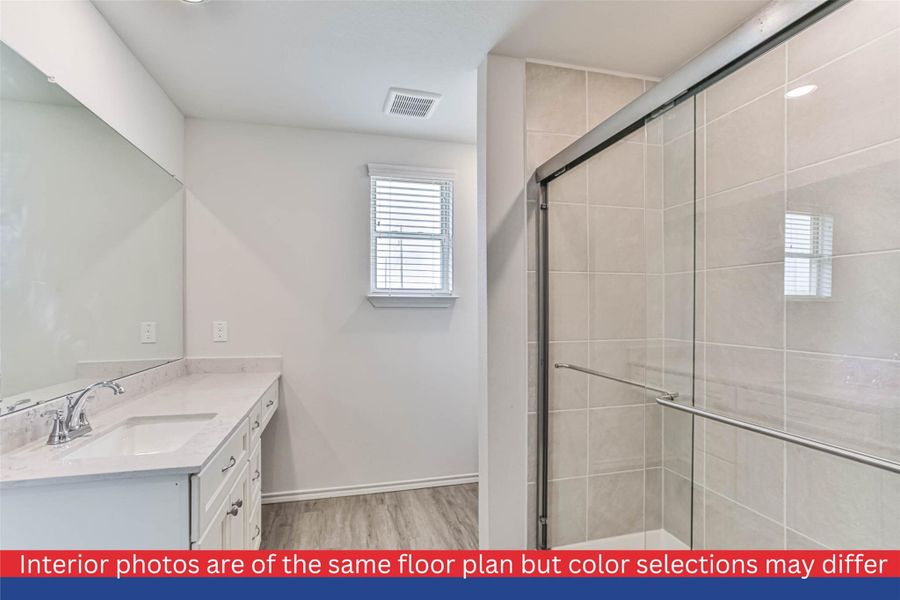 Fiberglass walk-in shower.