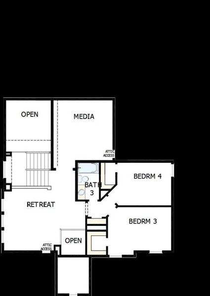 2D floor plan layout of this home in South Pointe  Cottage Series, Mansfield, TX (Image 3).