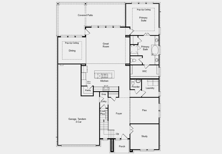 2D floor plan layout for the Mesa by Taylor Morrison in Silverleaf, Cedar Creek, TX (Image 5).
