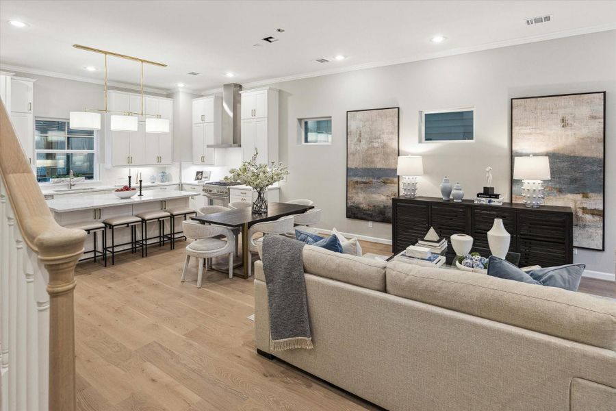 Alternate view of the living room highlighting the open layout.