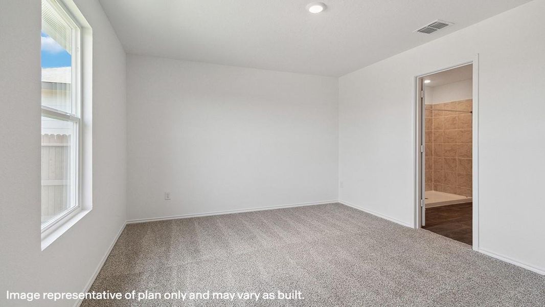 Unfurnished bedroom featuring carpet floors, ensuite bathroom, and recessed lighting Unfurnished bedroom featuring carpet floors, ensuite bathroom, and recessed lighting